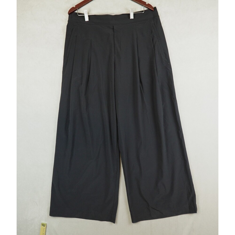 Athleta Brooklyn Heights Wide Leg Pants Womens Size 16 Black Pull On Trousers